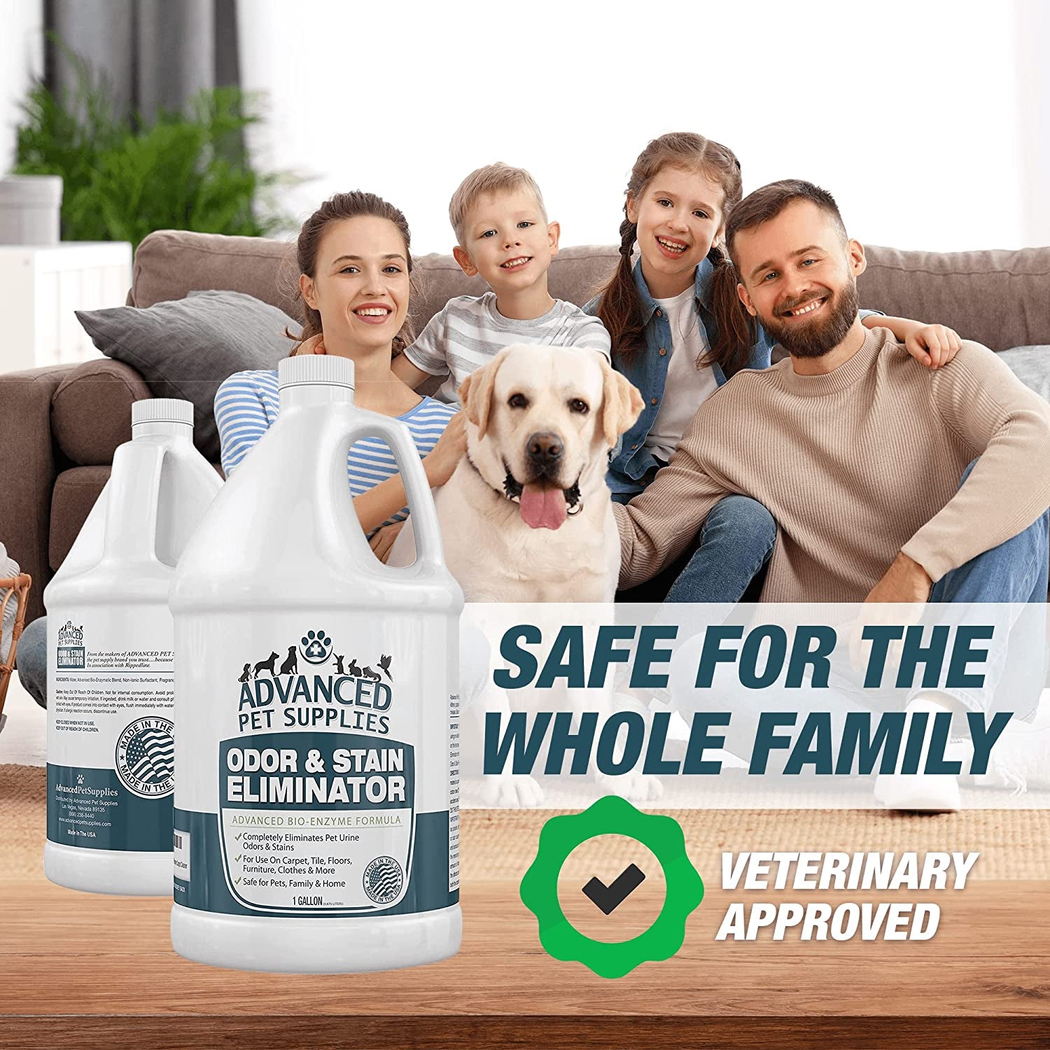 Odor Eliminator and Stain Remover Carpet Cleaner with Odor Control Technology, Professional Strength Enzymatic Solution, Natural Enzymes for Carpet and Hardwood Floors (Gallon)