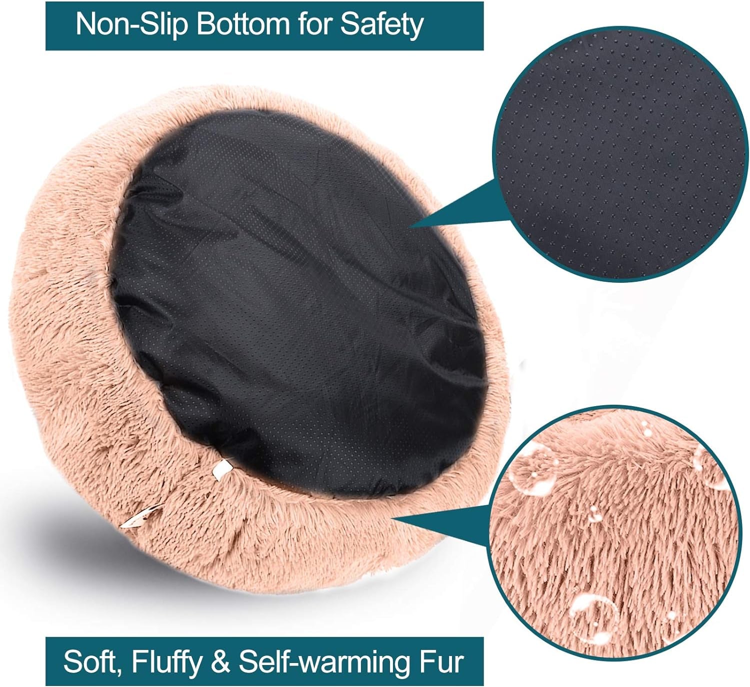 Calming Dog Beds for Large Medium Small Dogs, 24/32Inch Fluffy Cat Bed Donut Cuddler round Dog Beds, Ultra Soft Anti-Anxiety Pet Beds, Safe Faux Fur Material, Machine Washable