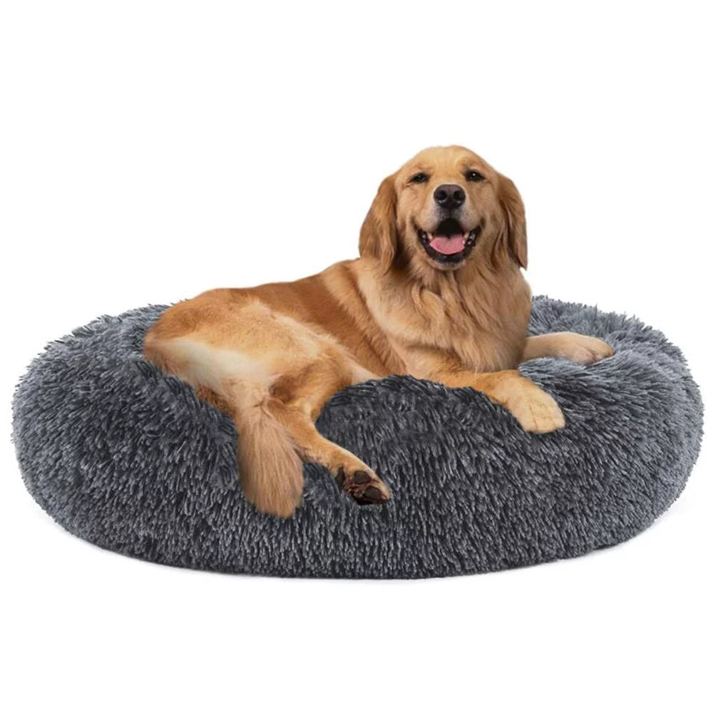 Calming Donut Dog Bed Anti-Anxiety, Self Warming, Cozy Soft Plush round Pet Bed, Ideal for Both Home & Travel, 27"L X 27"W X 8"H