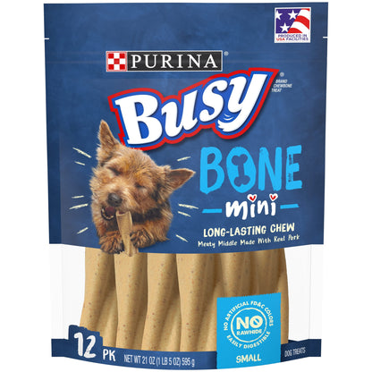 Purina s Mini Dog Treats Long-Lasting Dry Chews, Real Pork for Small Dogs, 21 Oz Pouch (12 Pack)